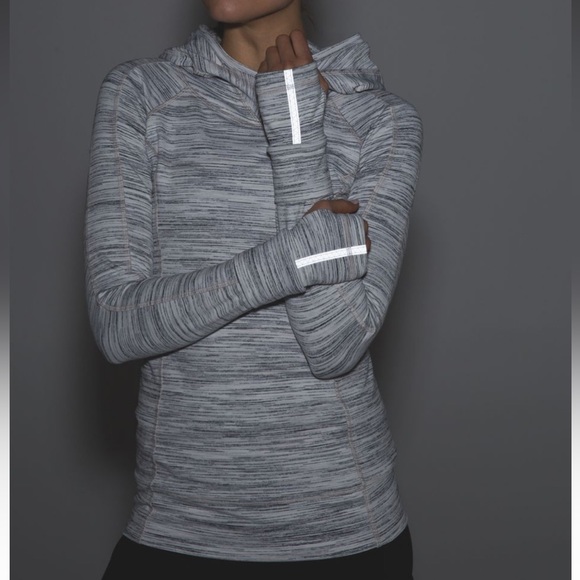 Lululemon Think Fast Hoodie Space Dye Camo White Gray Multi / Silver Spoon | 4 - Picture 5 of 13